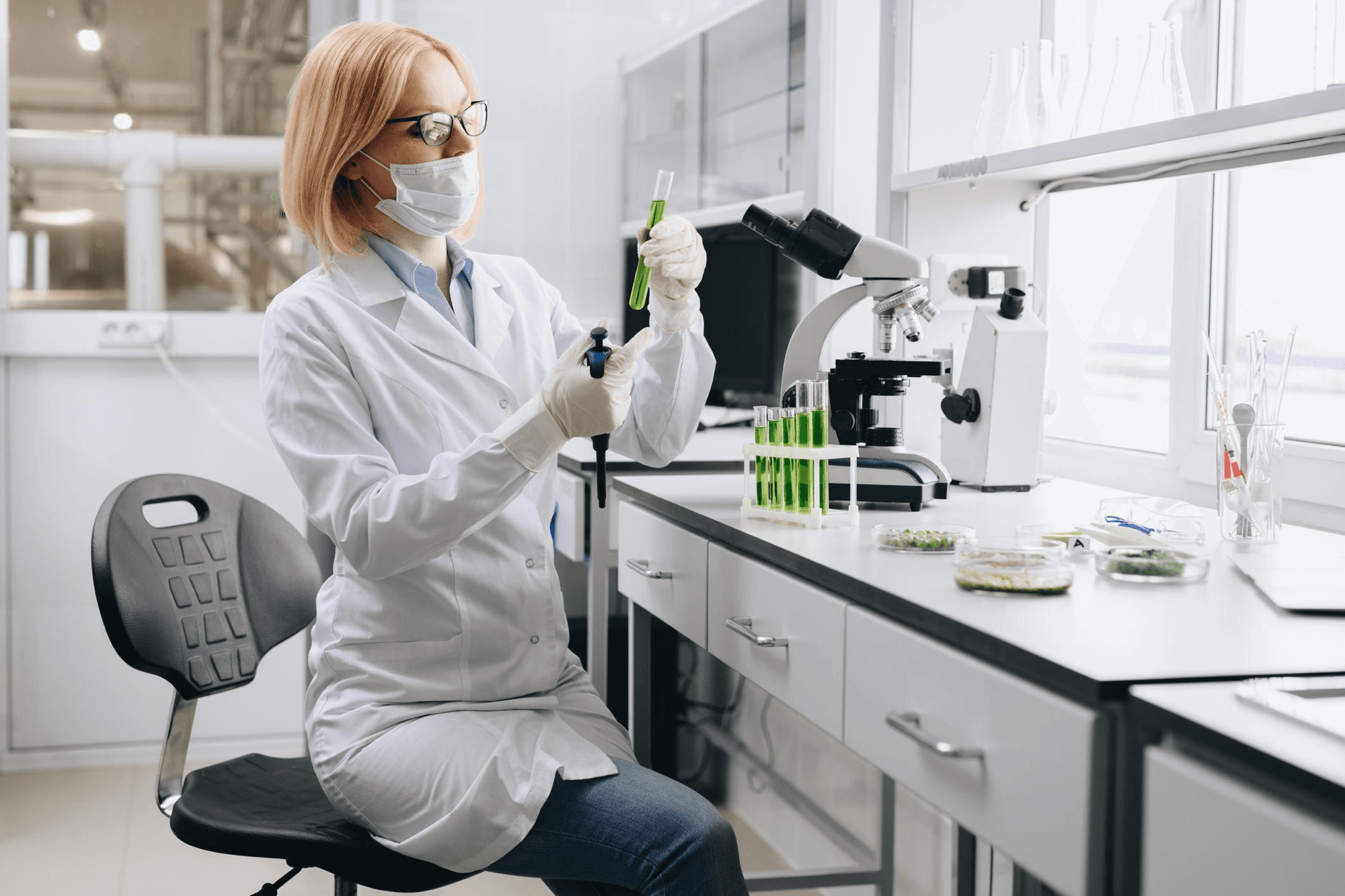 Scientist examining a formulation sample in the laboratory